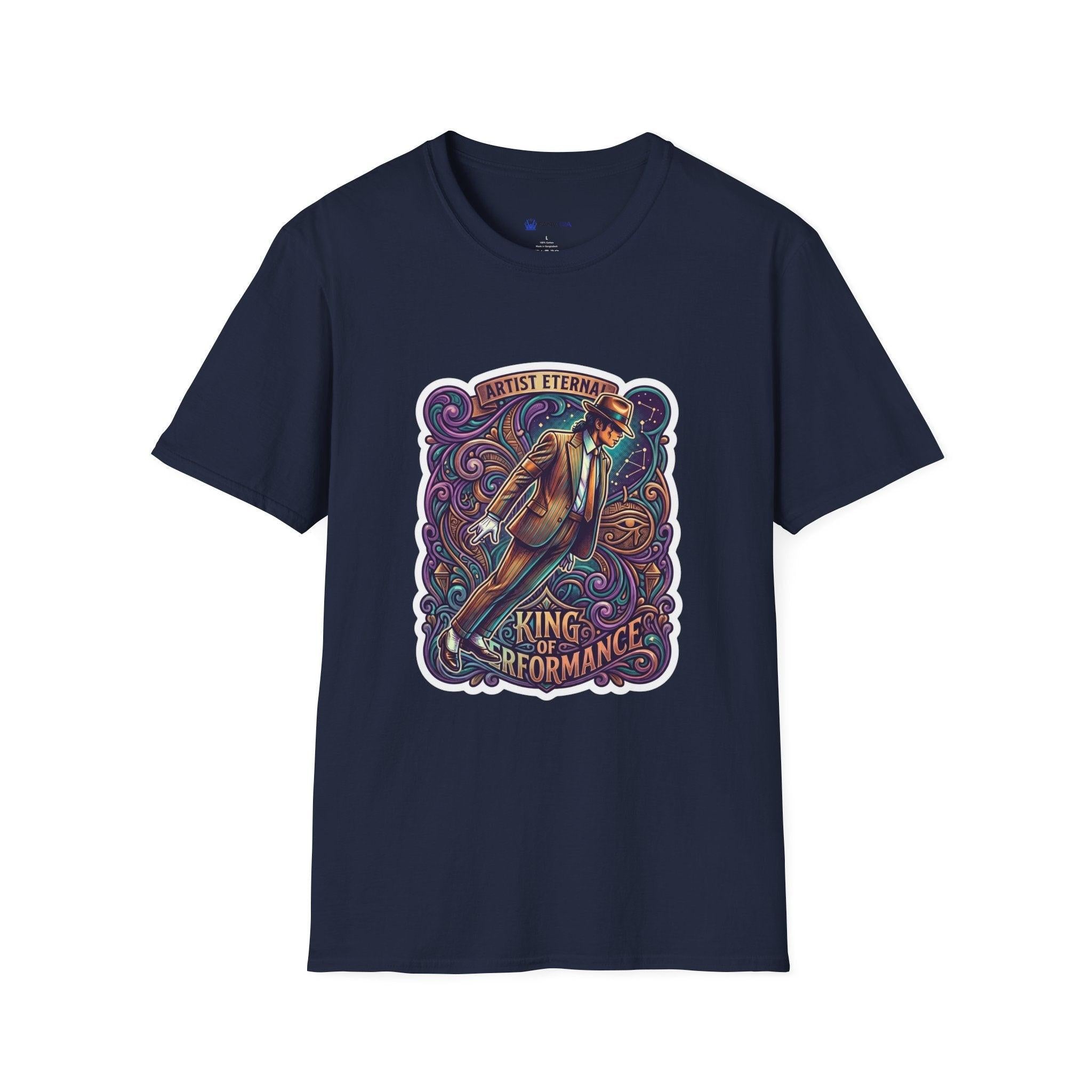 Michael Jackson King of Performance retro tribute graphic t-shirt design