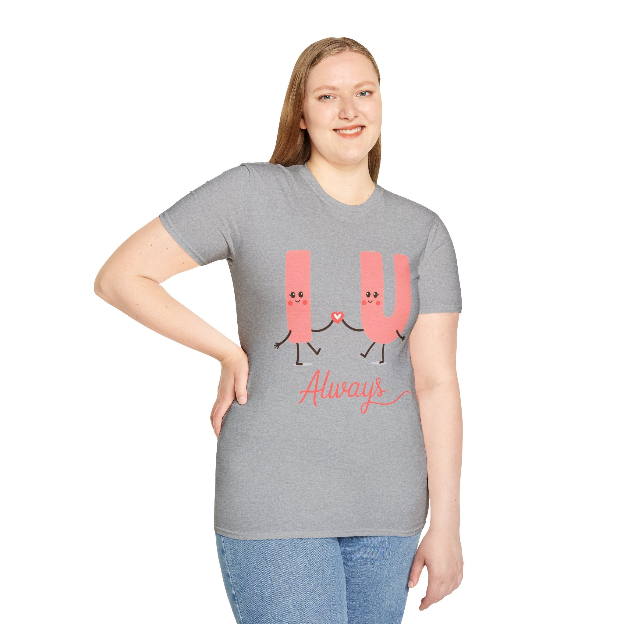 T-Shirt – Cute 'I  U Always' Kissing Letters Valentine's Tee