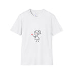 Stick Figure Girl Holding Heart T-Shirt — Cute Minimalist Valentine Tee