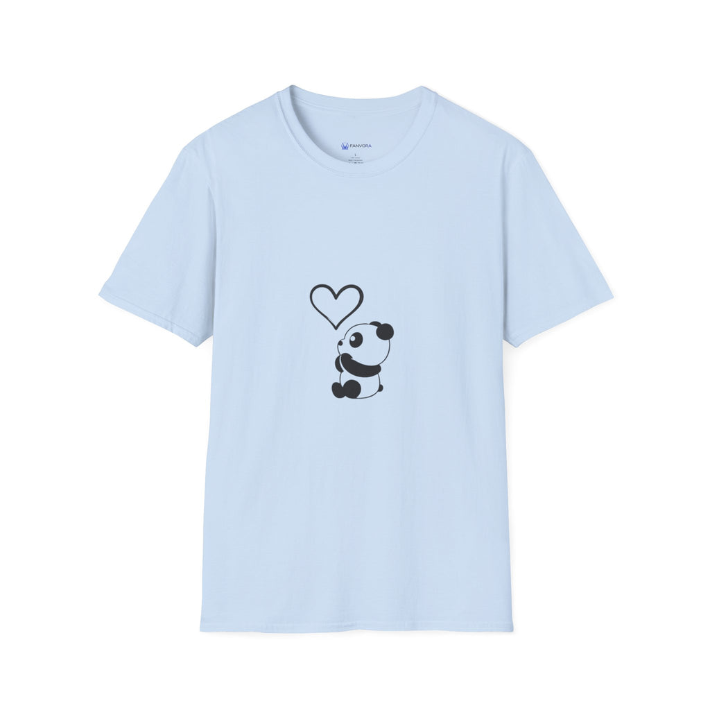 Panda Heart T‑Shirt — Cute Minimalist Panda Holding Heart Graphic