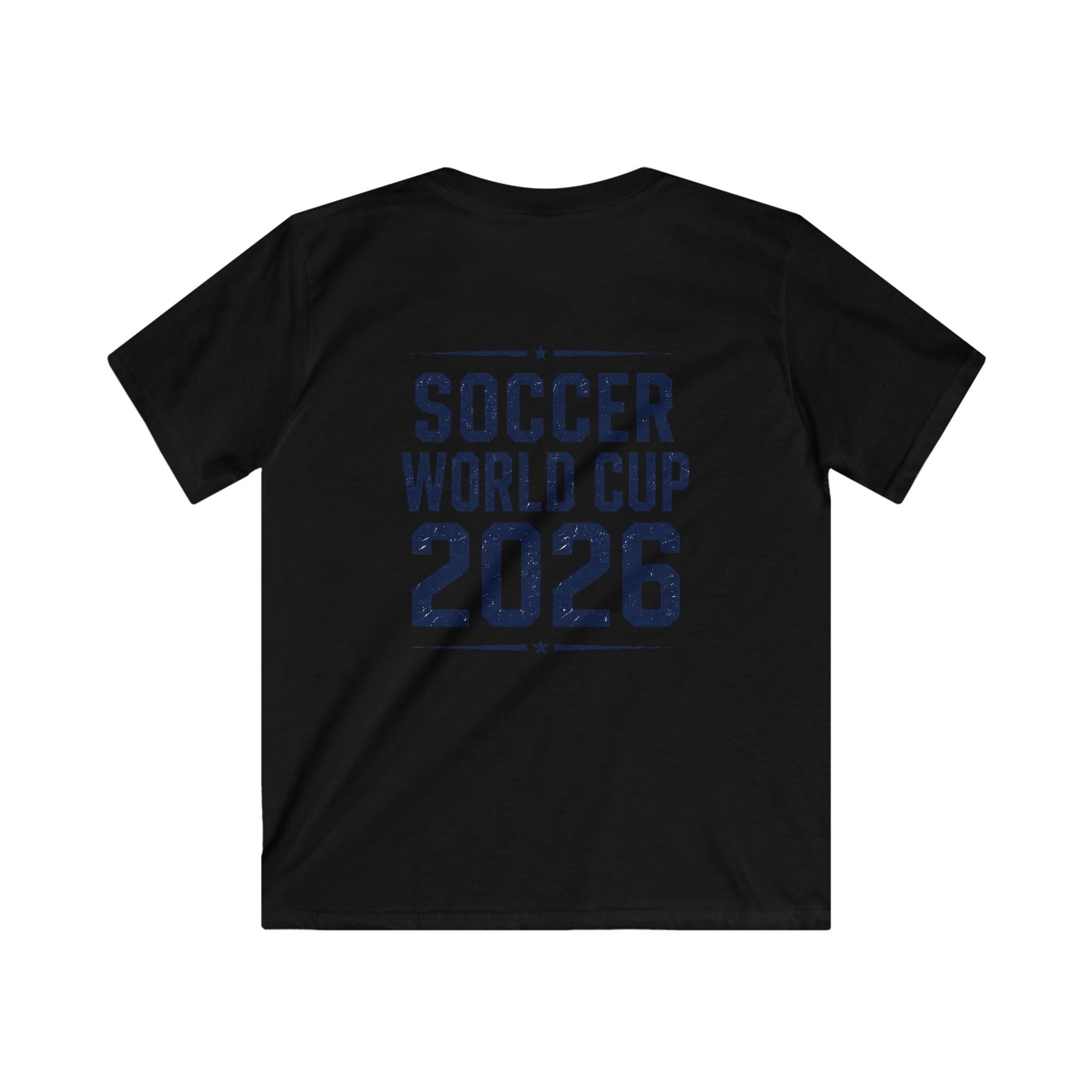 Kids Soccer World Cup 2026 T-Shirt — Playful Lion FIFA Mascot Tee.