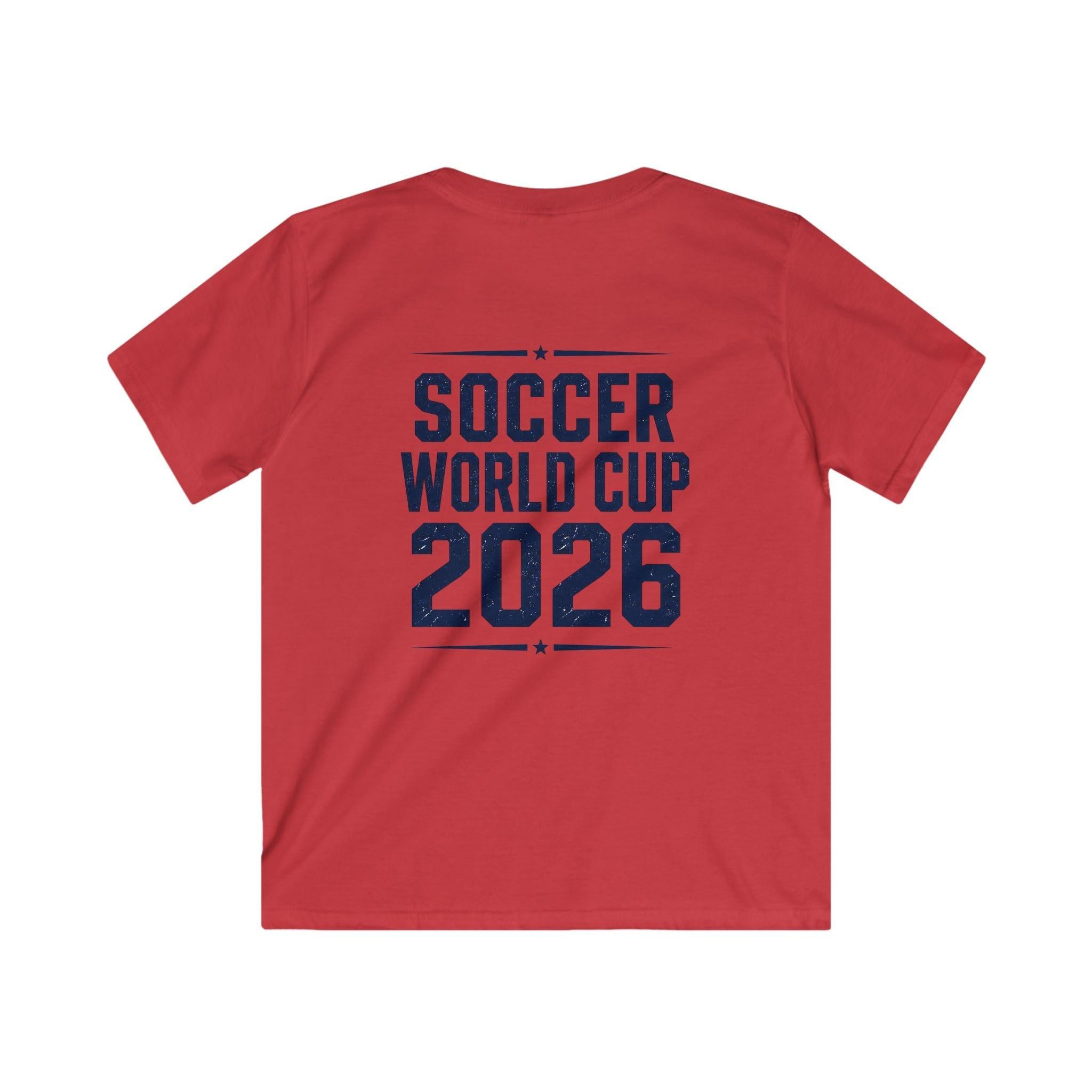 Kids Soccer World Cup 2026 T-Shirt — Playful Lion FIFA Mascot Tee.