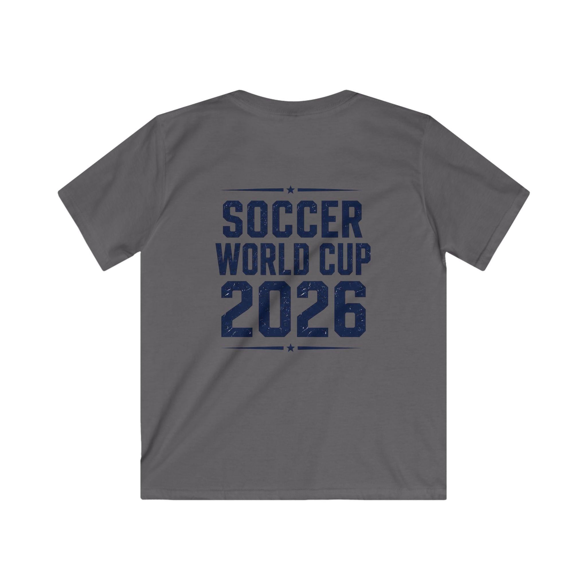 Kids Soccer World Cup 2026 T-Shirt — Playful Lion FIFA Mascot Tee.