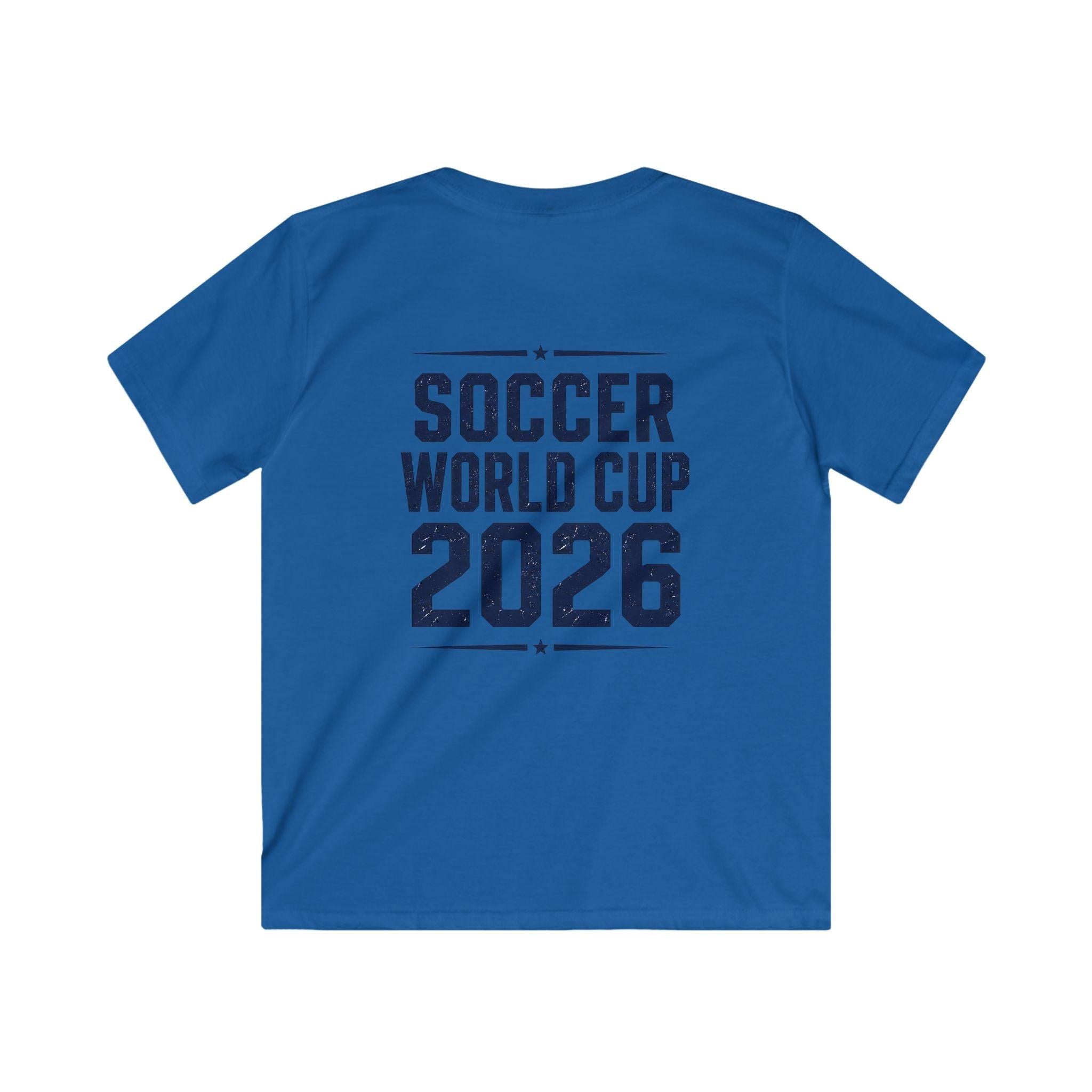 Kids Soccer World Cup 2026 T-Shirt — Playful Lion FIFA Mascot Tee.