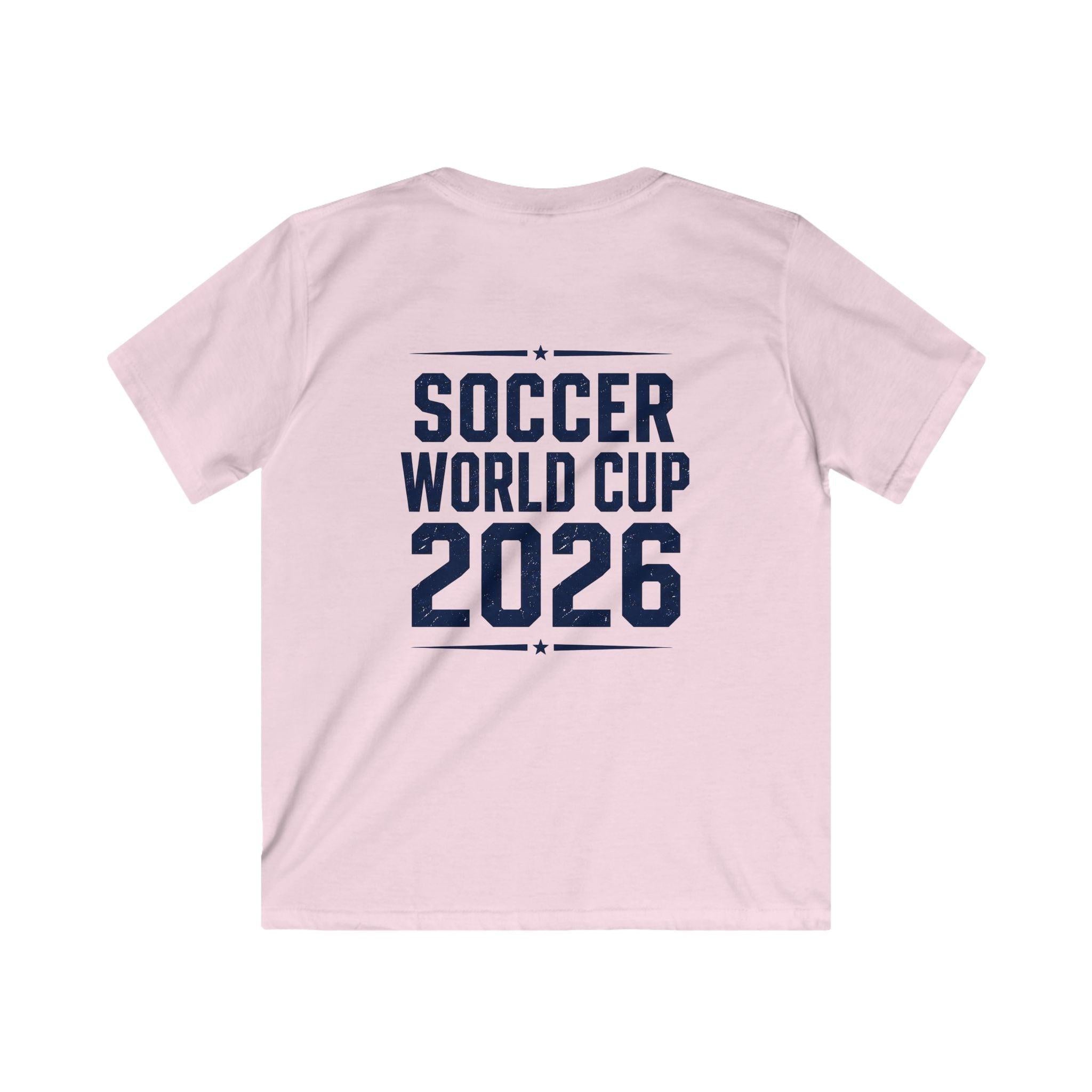 Kids Soccer World Cup 2026 T-Shirt — Playful Lion FIFA Mascot Tee.