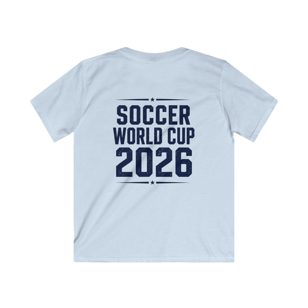 Kids Soccer World Cup 2026 T-Shirt — Playful Lion FIFA Mascot Tee.