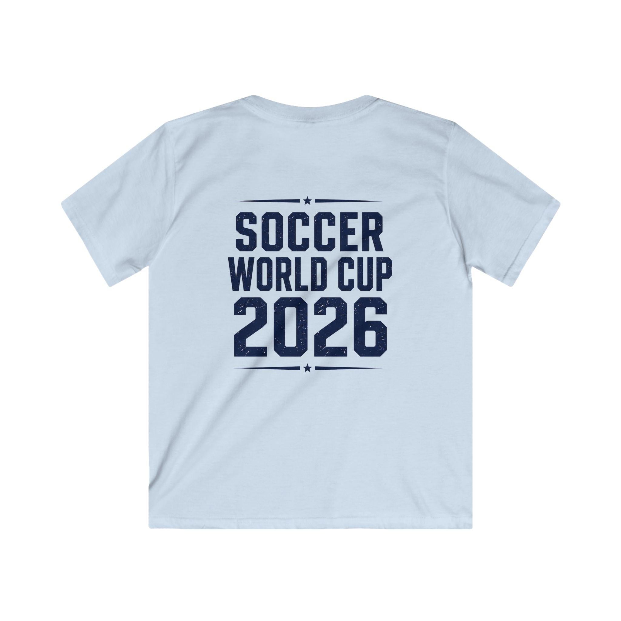 Kids Soccer World Cup 2026 T-Shirt — Playful Lion FIFA Mascot Tee.