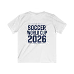 Kids Soccer World Cup 2026 T-Shirt — Playful Lion FIFA Mascot Tee.