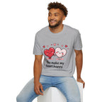 Cute Couples Heart T-Shirt — "You Make My Heart Happy" Valentine's Tee