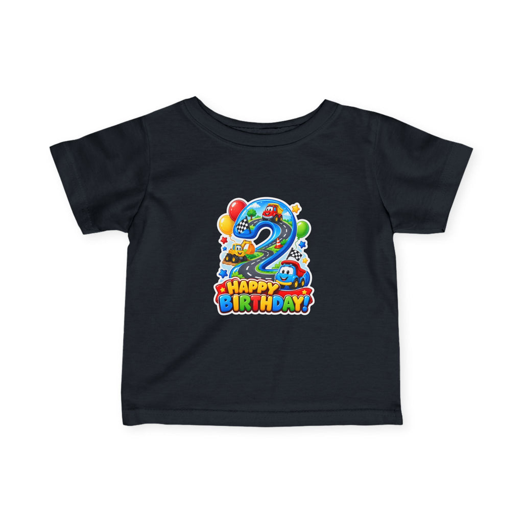 Toddler 2nd Birthday Tee – Colorful Balloon & Race Car "Happy Birthday" Shirt
