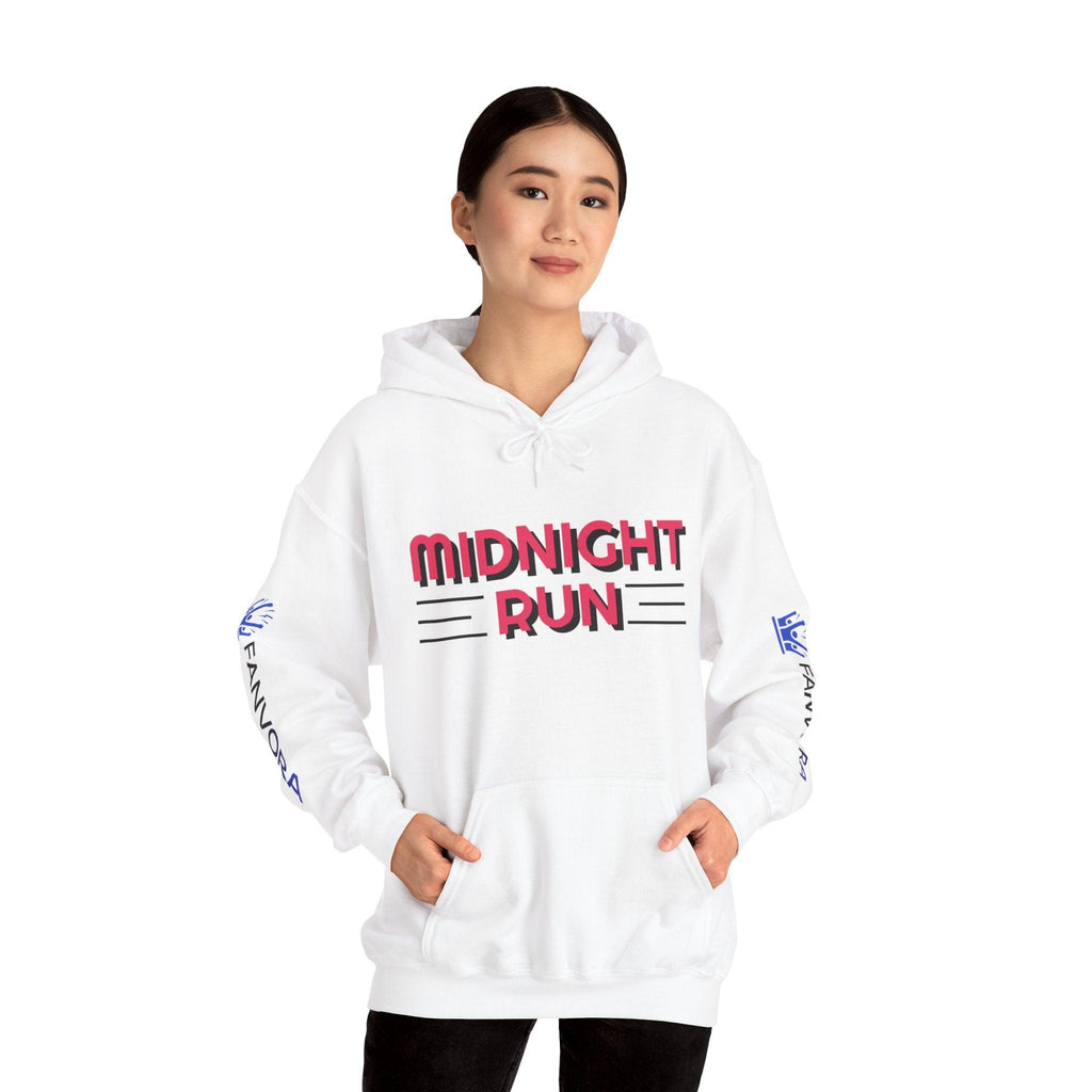 Unisex Midnight Run Hoodie — Retro Palm Beach Graphic Hooded Sweatshirt.