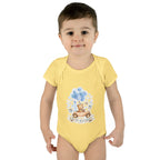 Baby Bodysuit - Blue Teddy Bear with Balloons "Happy Birthday" Infant Onesie
