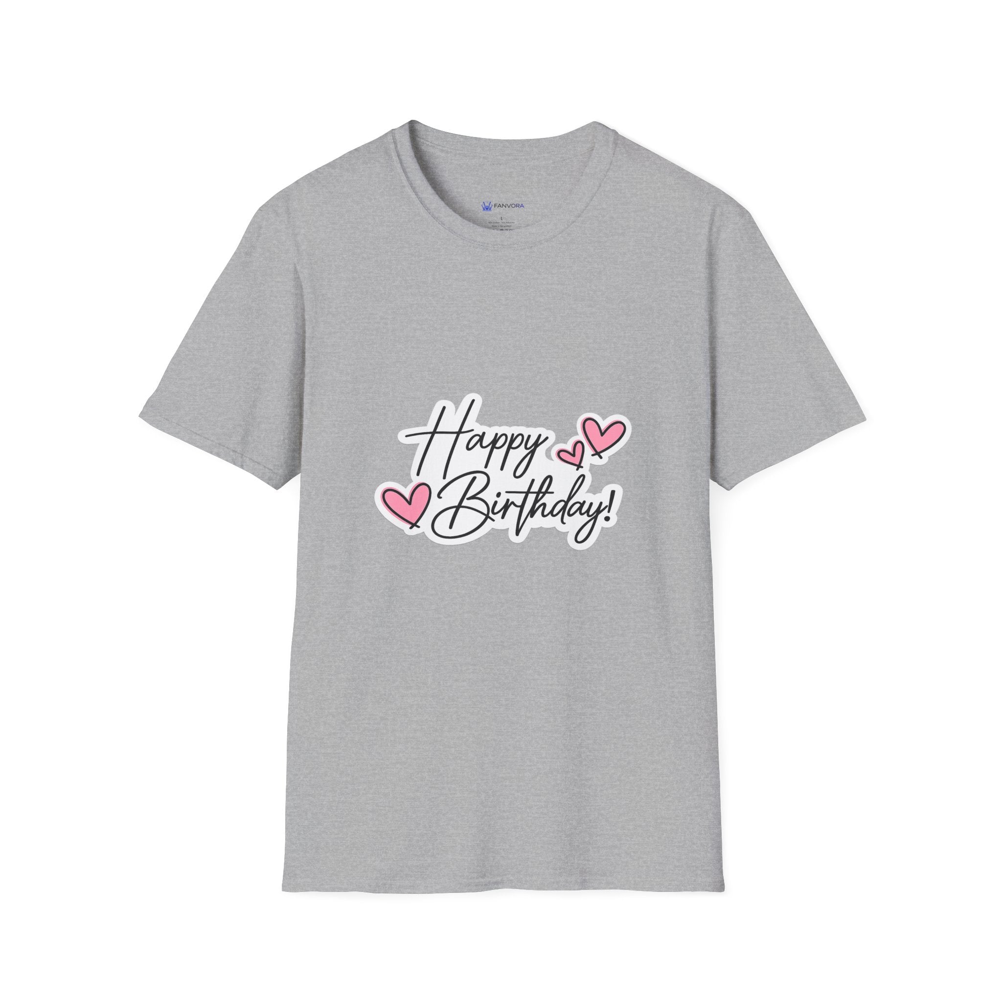 Birthday T-Shirt — "Happy Birthday" Heart Graphic
