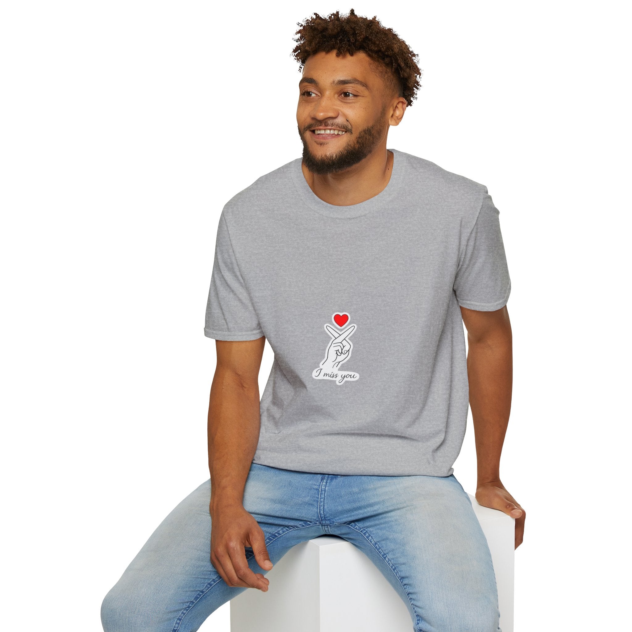 Korean Finger Heart T‑Shirt – I Miss You Minimalist Graphic Tee