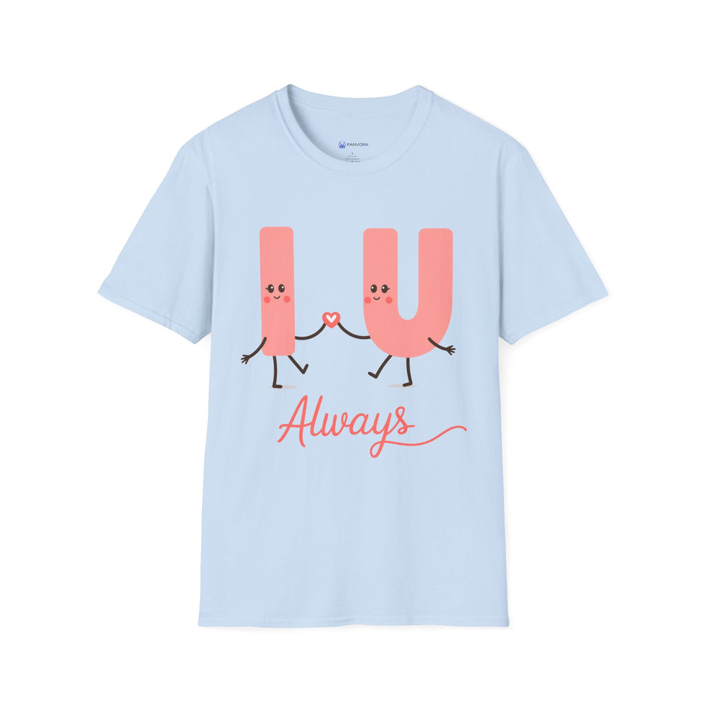 T-Shirt – Cute 'I  U Always' Kissing Letters Valentine's Tee