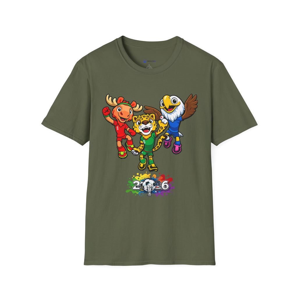 Kids Mascot Team T-Shirt — Cheerful Moose, Cheetah & Eagle Design