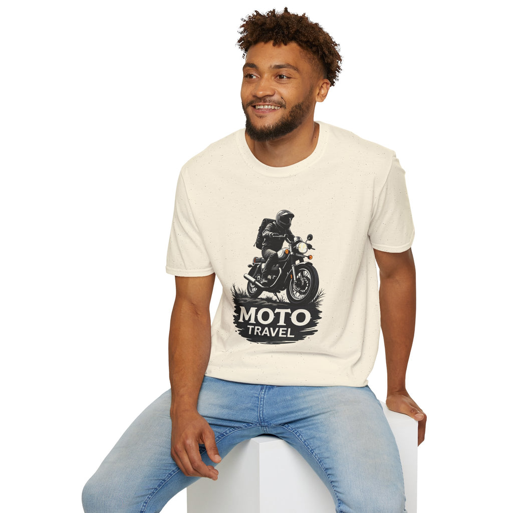 Moto Travel T‑Shirt — Vintage Motorcycle Rider Tee