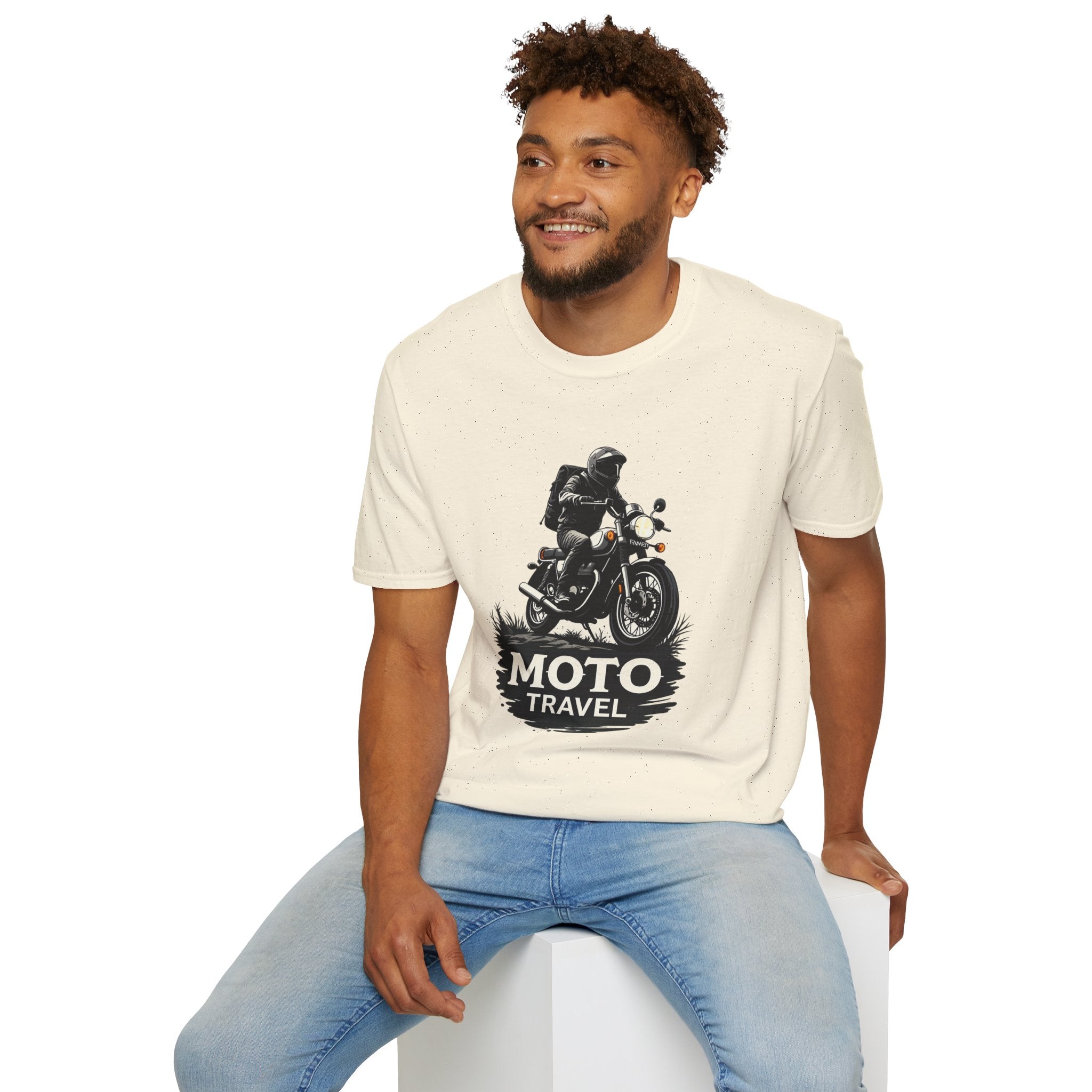 Moto Travel T‑Shirt — Vintage Motorcycle Rider Tee
