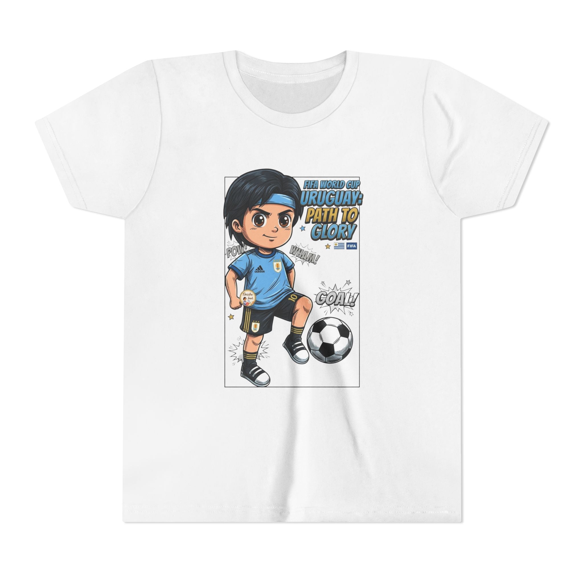 Youth Soccer Tee – Cute Cartoon Player "Ready to Score" Kids Jersey