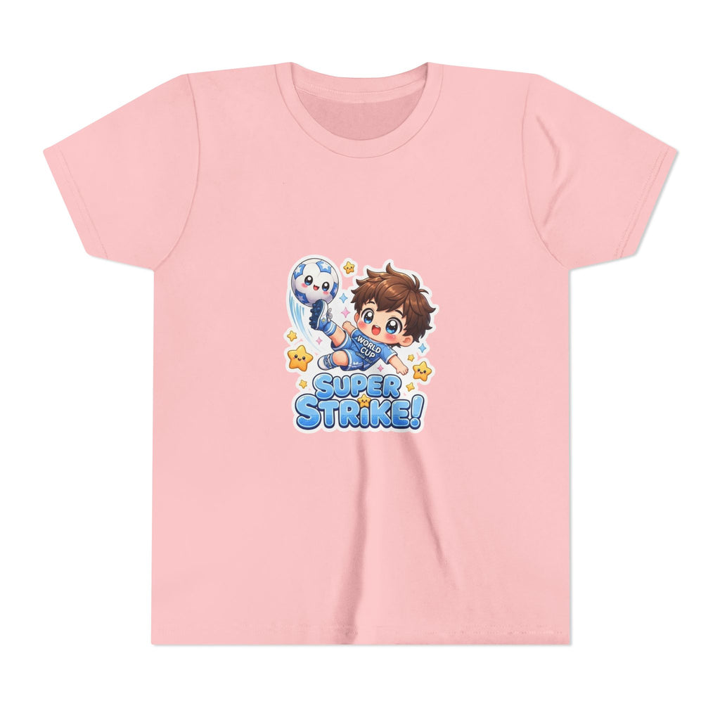 Youth Tee - Cute 'Super Strike!' Soccer Boy Graphic
