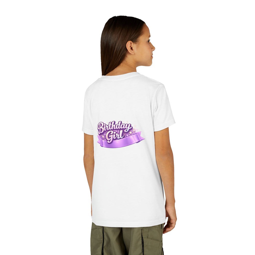 Girls' 5th Birthday Tee - 'Happy Birthday' Glitter Stars Design