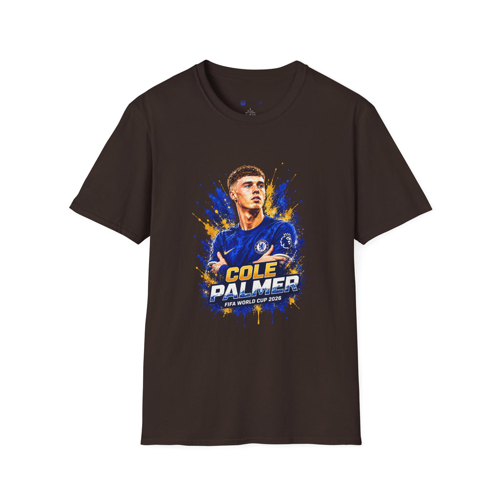 Soccer Player Graphic T-Shirt — 'England Legend' Blue Splash Design
