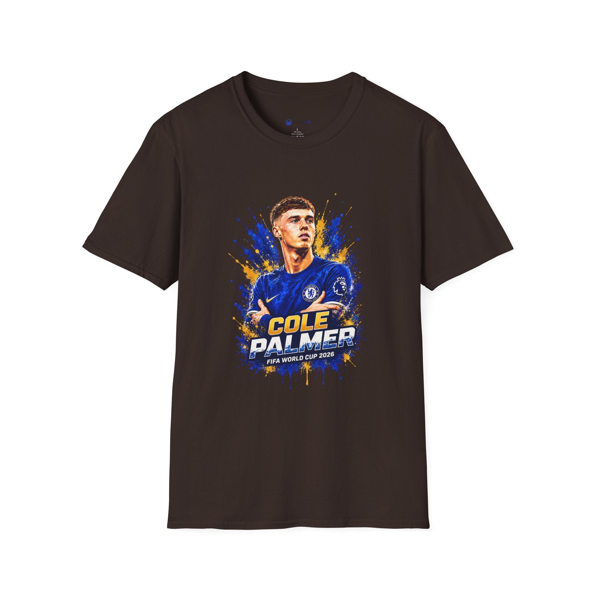 Soccer Player Graphic T-Shirt — 'England Legend' Blue Splash Design