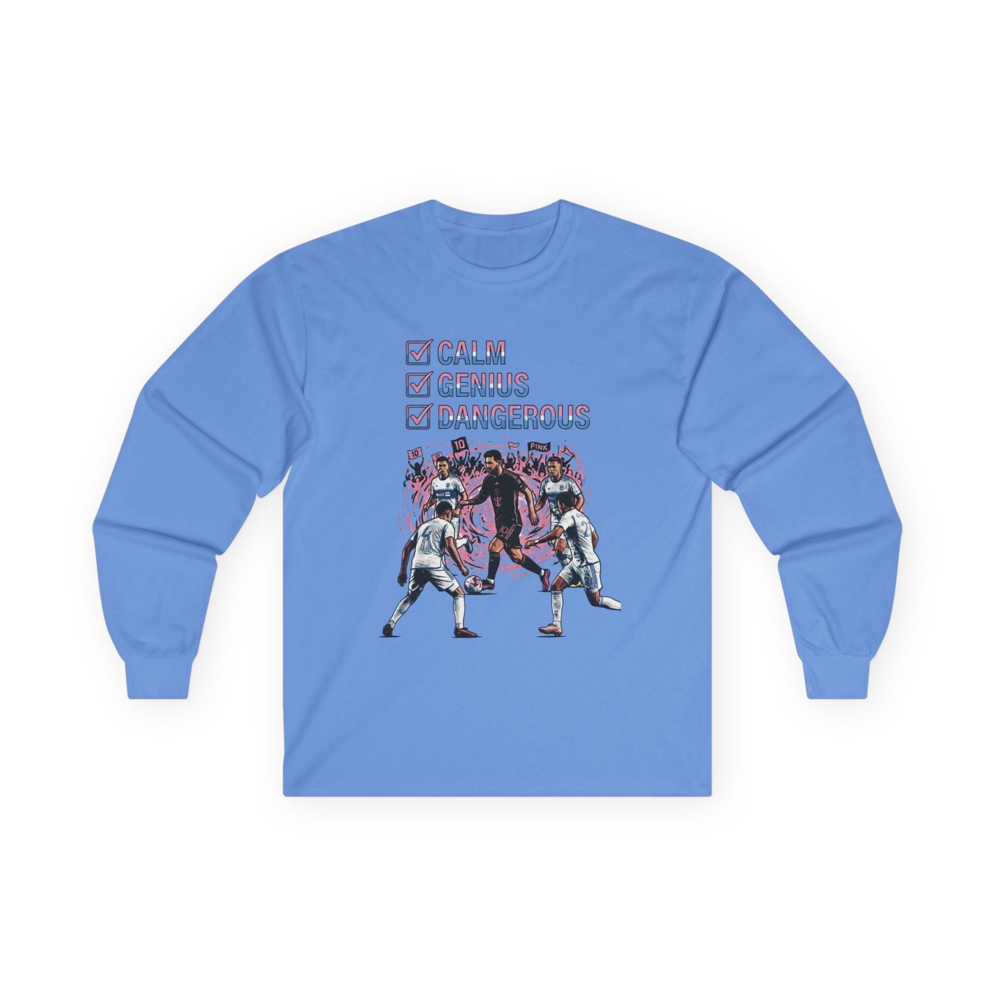 Long Sleeve Football Shirt – World Cup 2026 Fan Tee "Calm Dangerous Genius".