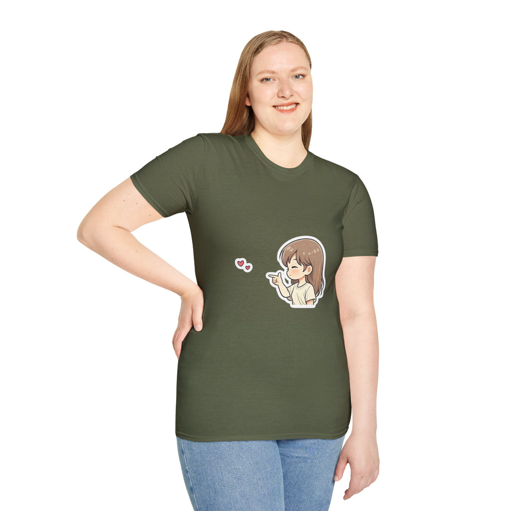 Kawaii Girl Blowing Hearts T-Shirt — Cute Anime Graphic Tee