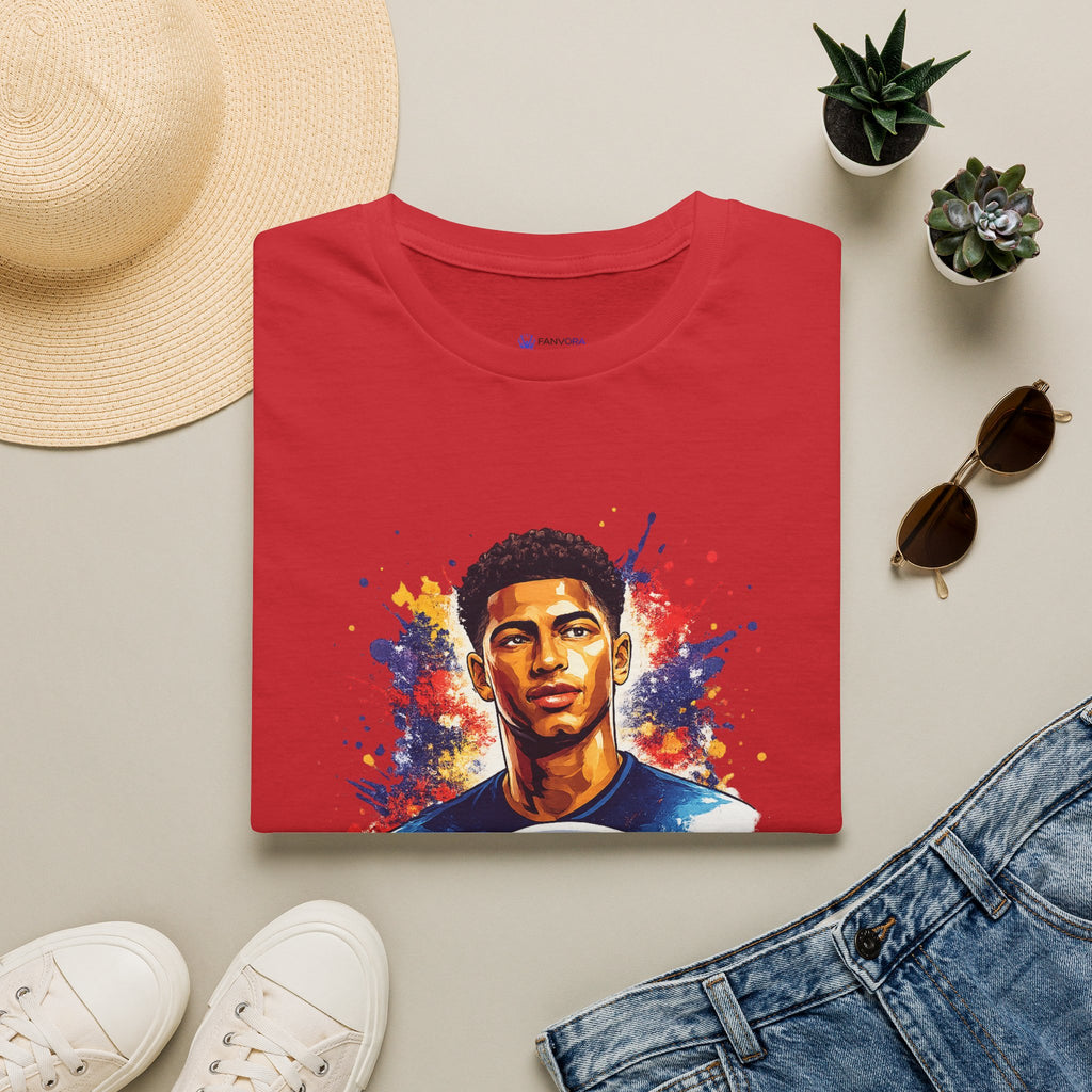 Portrait T-Shirt — Color Splash Football Player Graphic ("England legend")