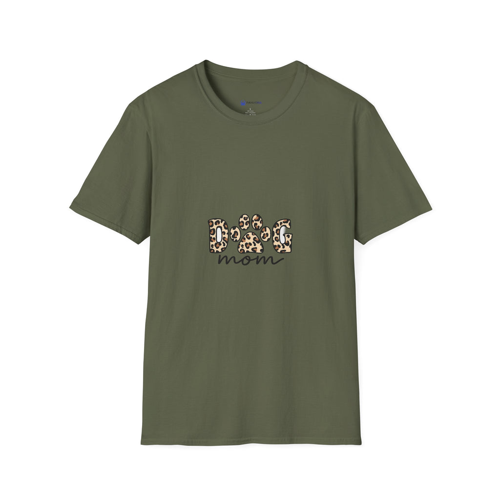 Dog Mom T‑Shirt — Leopard Paw 'DOG' Graphic Tee for Pet Lovers