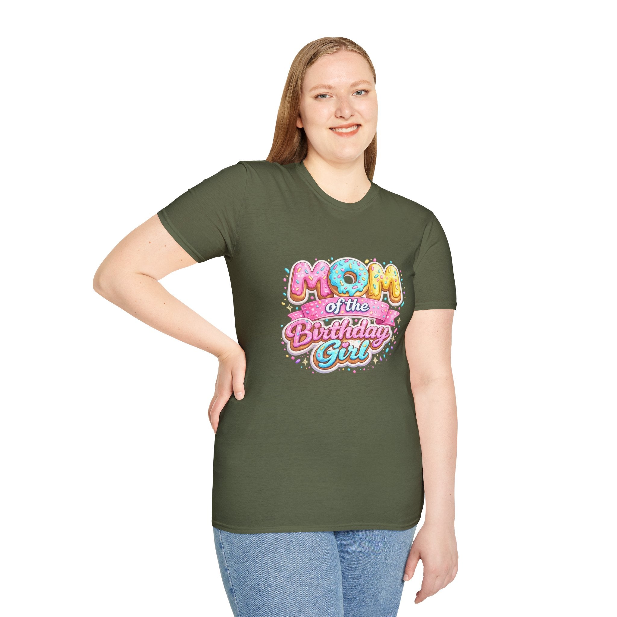 Unisex Softstyle T-Shirt "mom of the birthday girl"