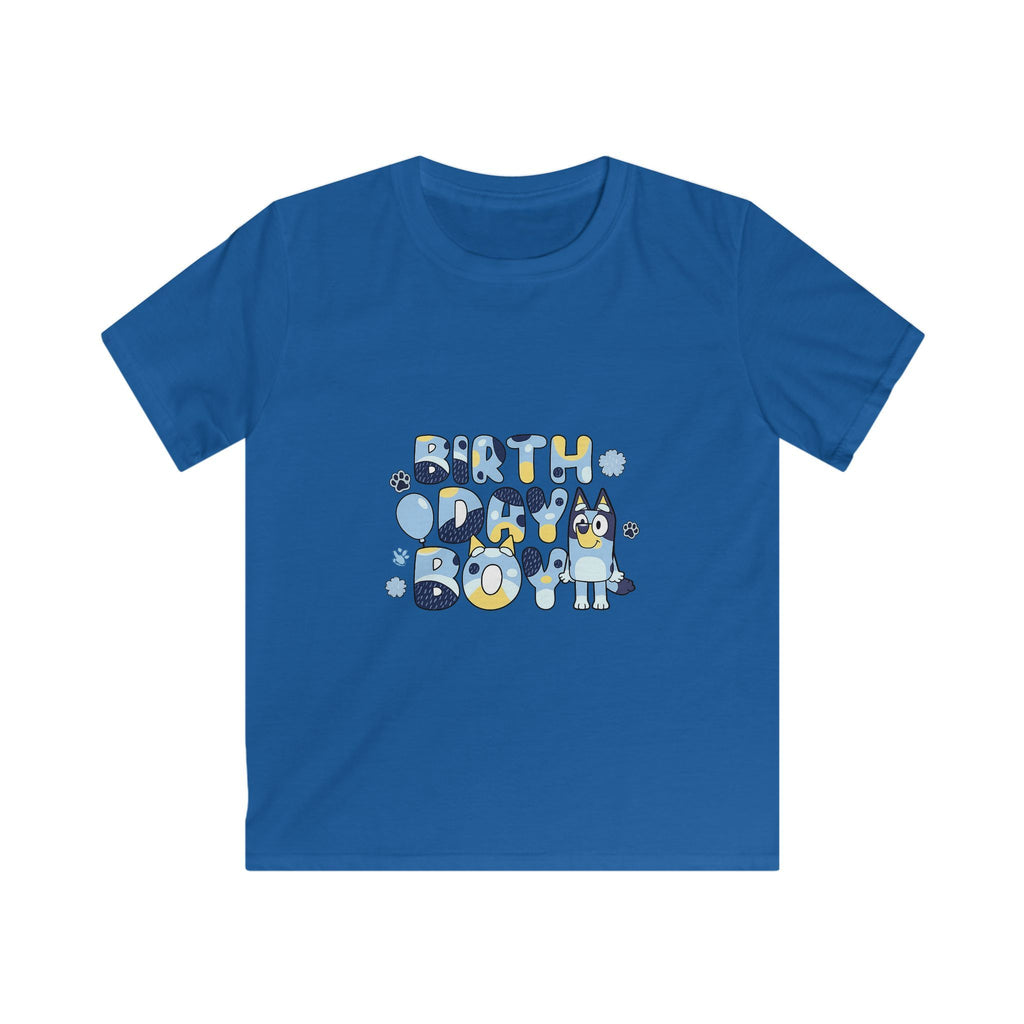 Kids Tee — Cute Blue "Birthday Boy" Bubble Letter Shirt