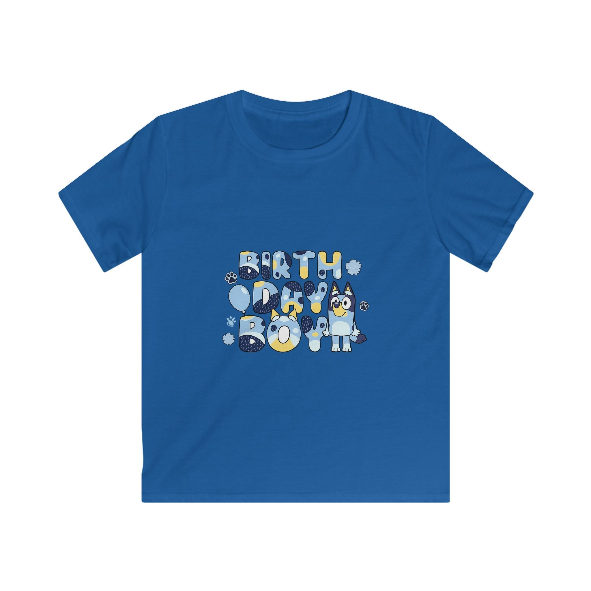 Kids Tee — Cute Blue "Birthday Boy" Bubble Letter Shirt