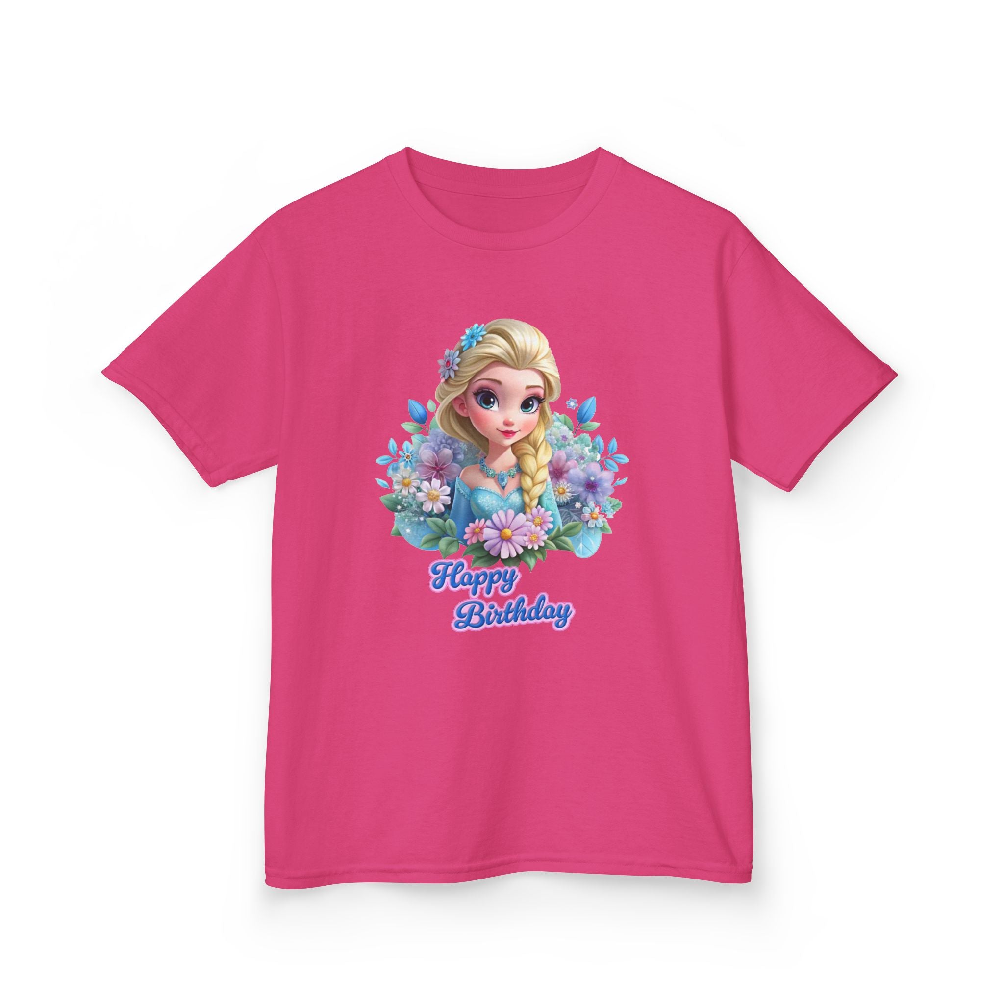 Kids Tee — 'Happy Birthday' Princess Floral Design