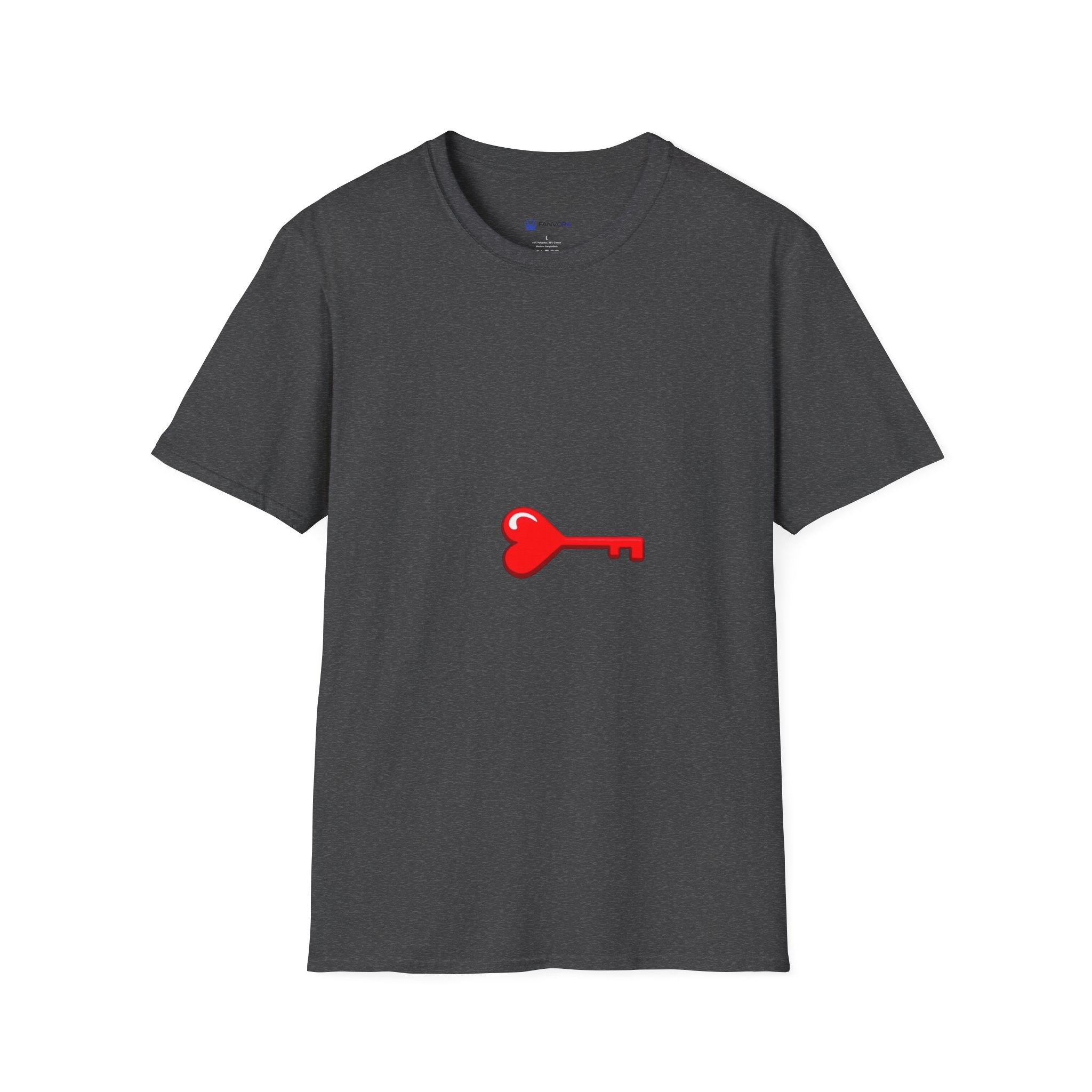 Heart Key T-Shirt — Minimal Red Key Heart Graphic Tee
