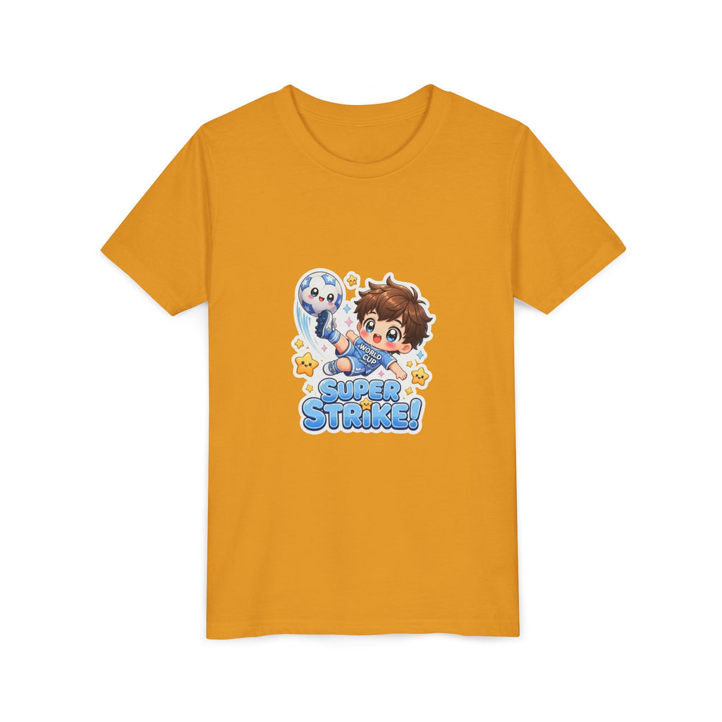 Youth Tee - Cute 'Super Strike!' Soccer Boy Graphic