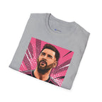 Soccer Star Graphic T‑Shirt — Retro Pink Icon Portrait.