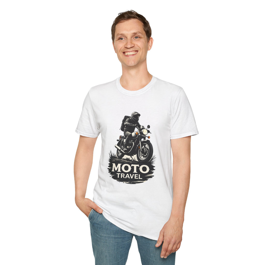 Moto Travel T‑Shirt — Vintage Motorcycle Rider Tee