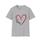 T-Shirt — Love Heart Design with Script 'love' | Romantic Valentine's Tee