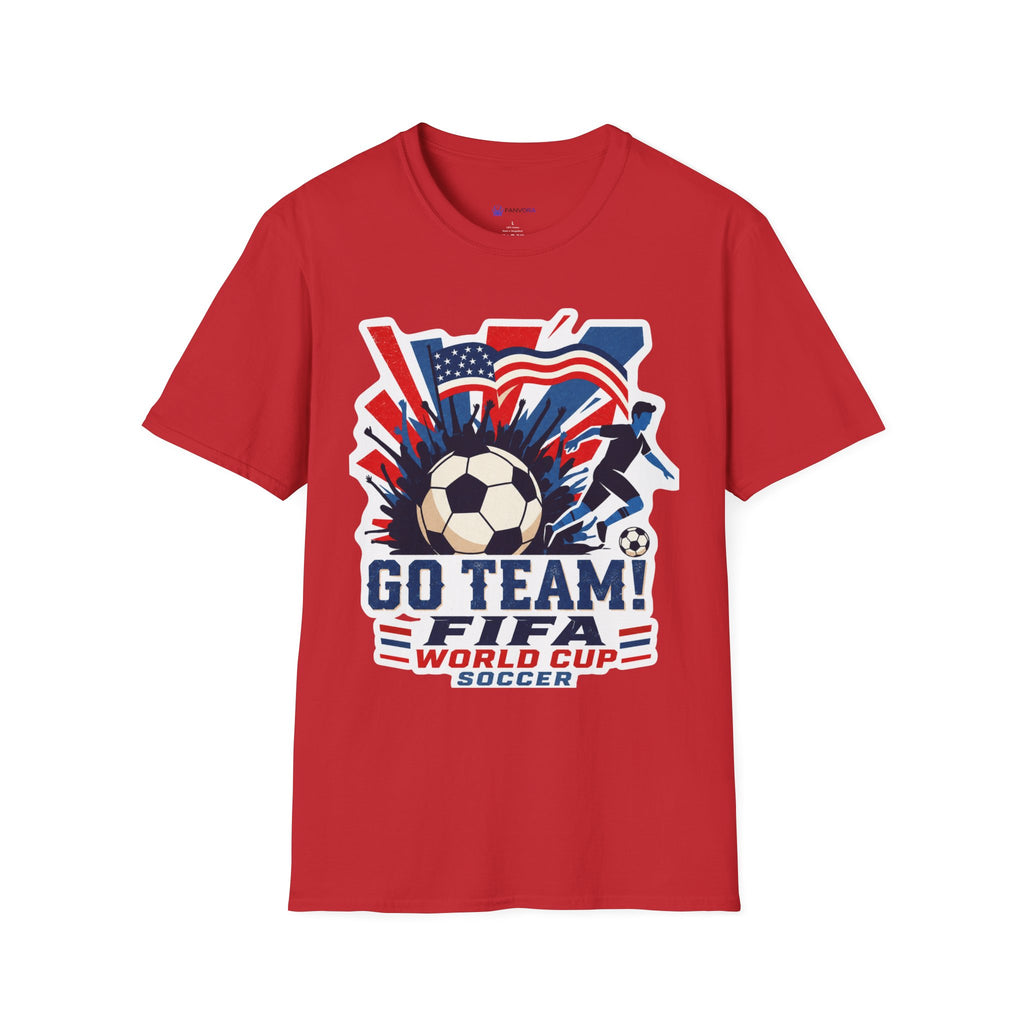 Soccer  Cup T-Shirt – "Go Team! Cup Soccer" USA Flag Design