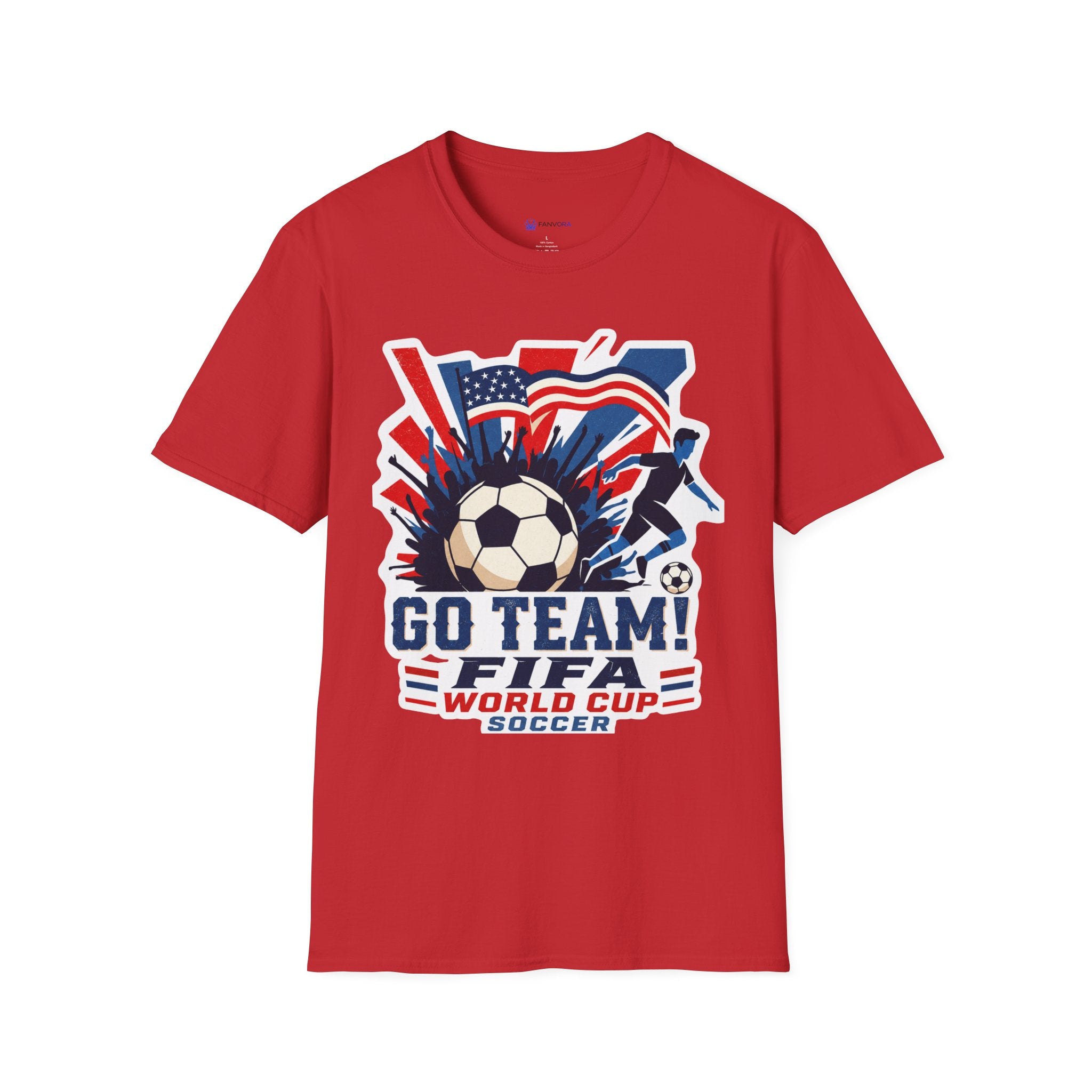 Soccer  Cup T-Shirt – "Go Team! Cup Soccer" USA Flag Design