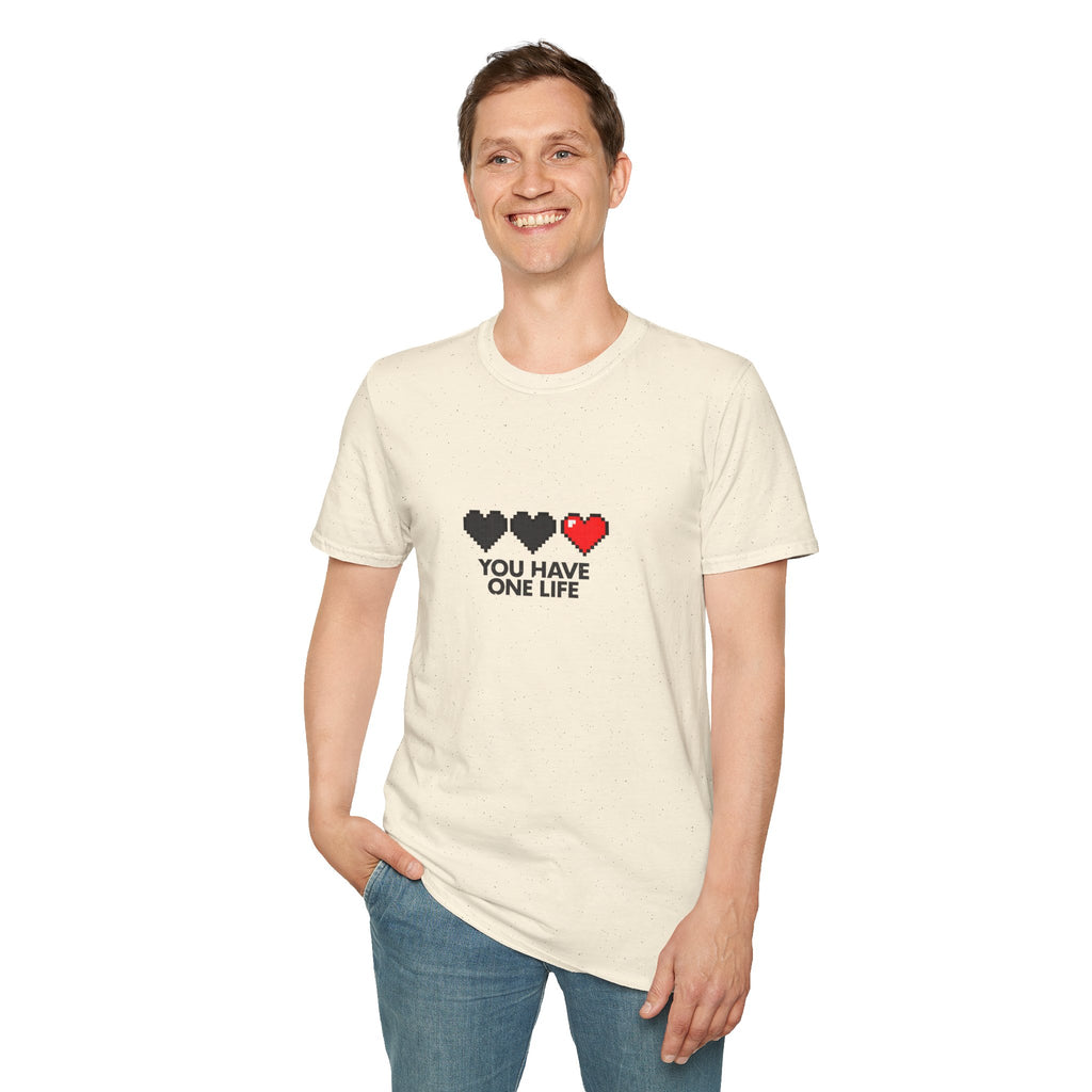 T-Shirt — Pixel Heart "You Have One Life" Graphic Tee