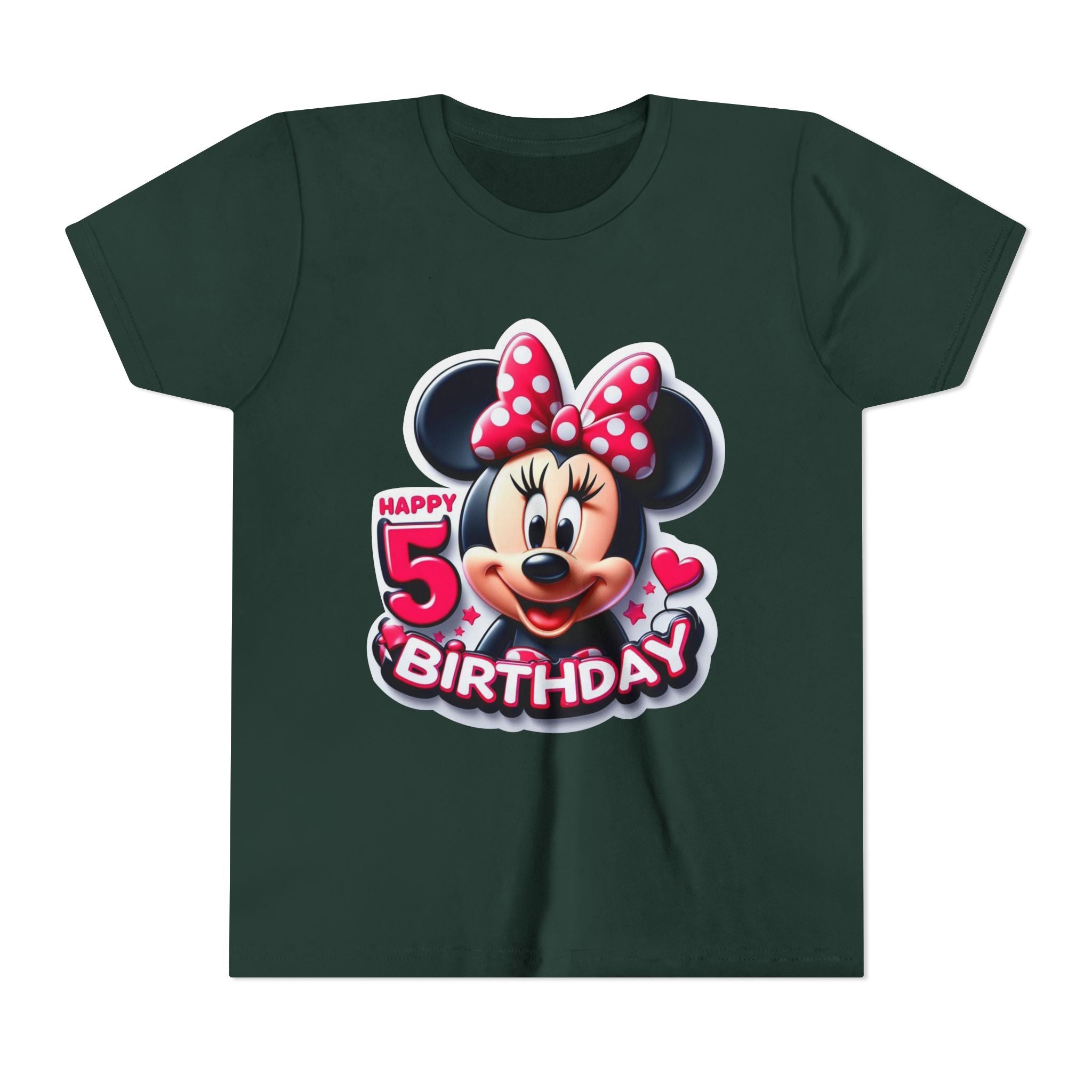 Minnie Mouse Happy 5th Birthday Youth Tee