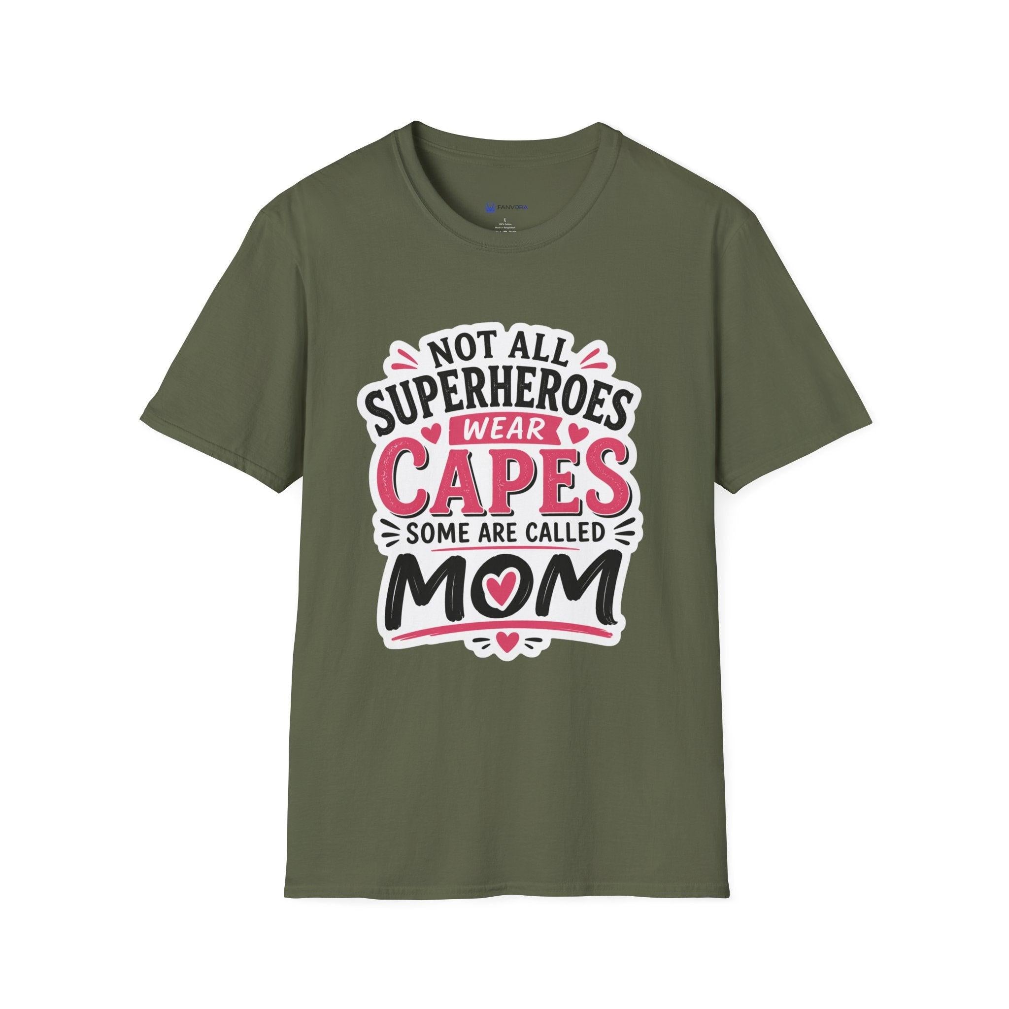 Premium Quality - Mom Superhero T-Shirt - "Not All Superheroes Wear Capes" Graphic Tee.