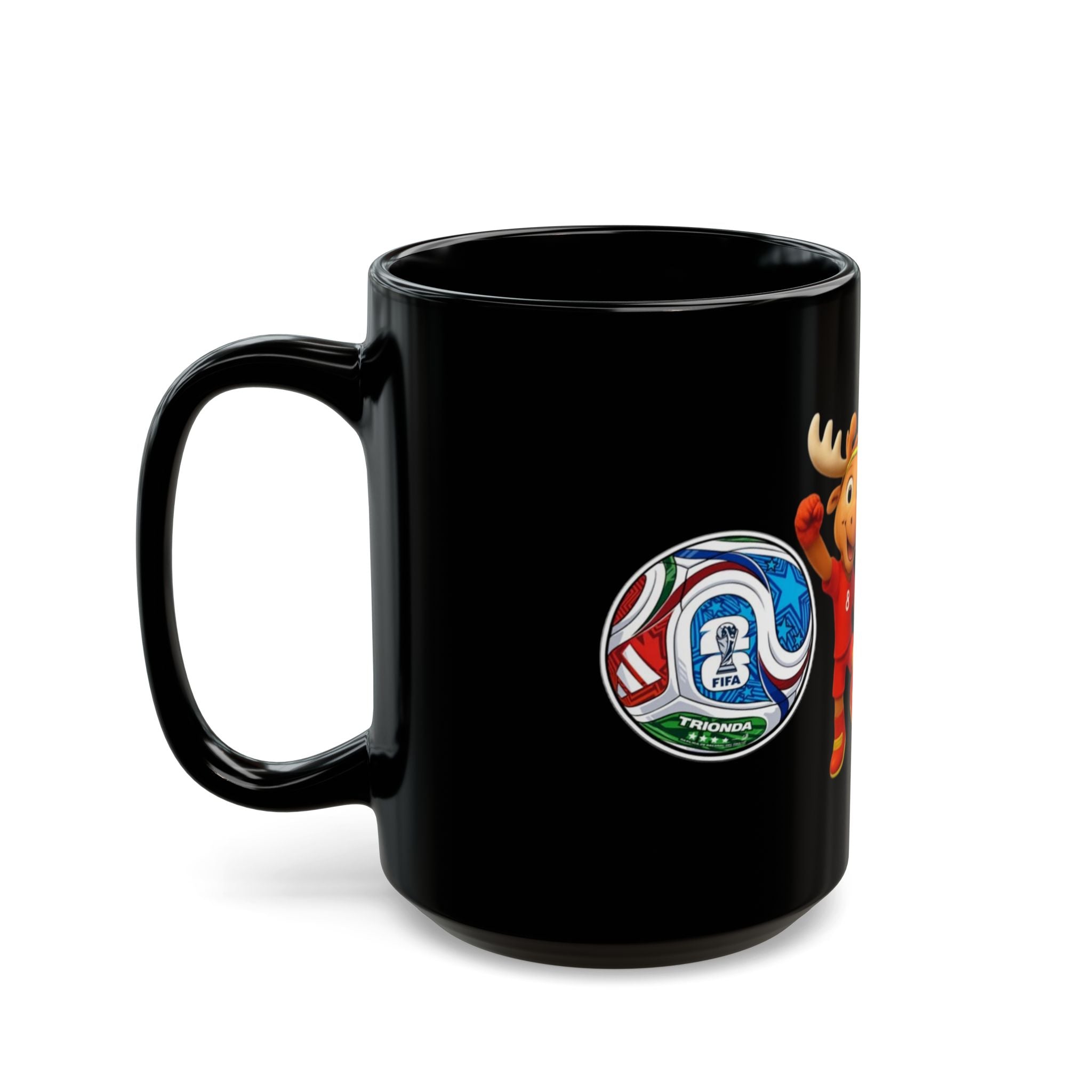 Kids Sports Mascot Black Mug — Personalized Name Option (11oz/15oz)