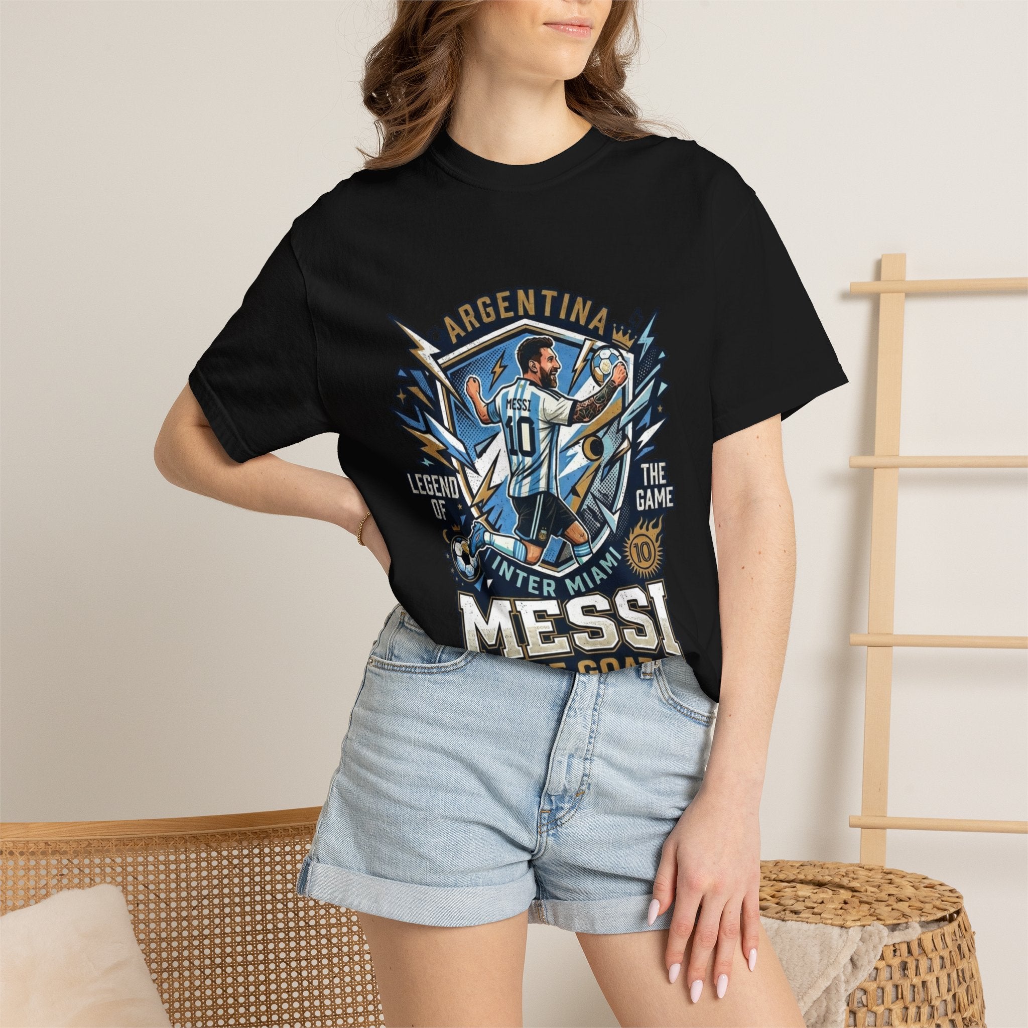 Messi "The GOAT" Soccer T-Shirt - Argentina Fan Version