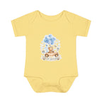 Baby Bodysuit - Blue Teddy Bear with Balloons "Happy Birthday" Infant Onesie