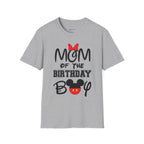 Mom of the Birthday Boy T-Shirt — Cute Minnie/Mickey Theme Disney Birthday Tee