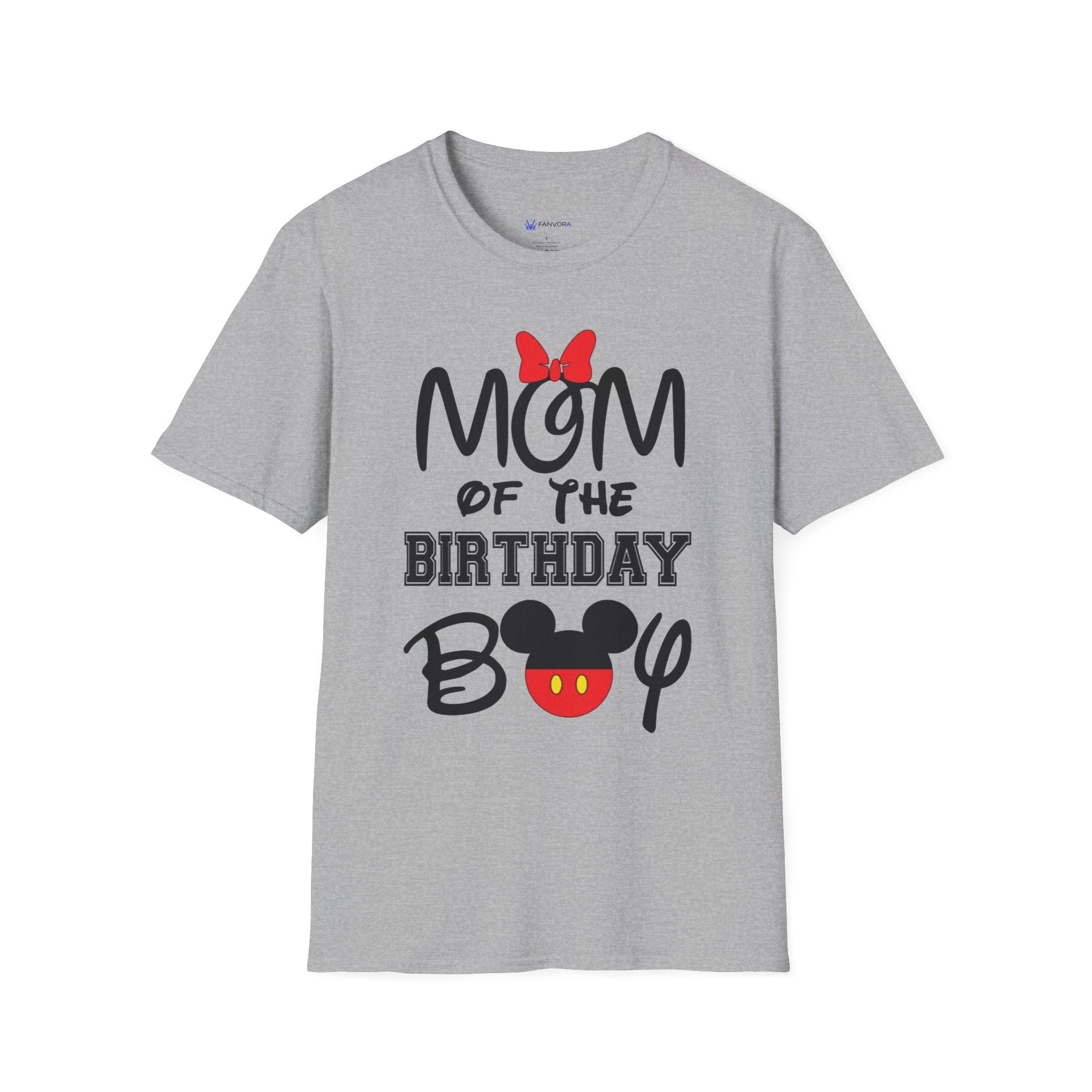 Mom of the Birthday Boy T-Shirt — Cute Minnie/Mickey Theme Disney Birthday Tee